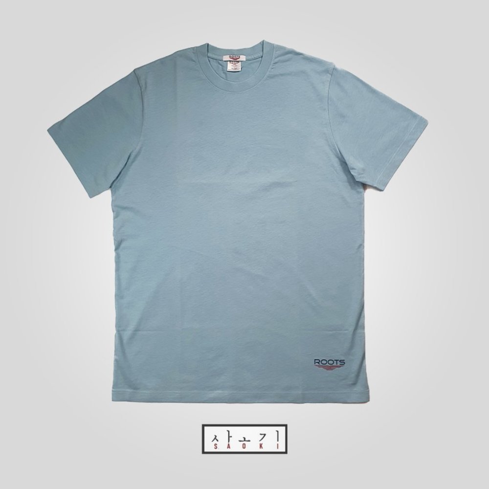 ROOTS Men's Solid [Blue] Crew Neck Cotton T-Shirt